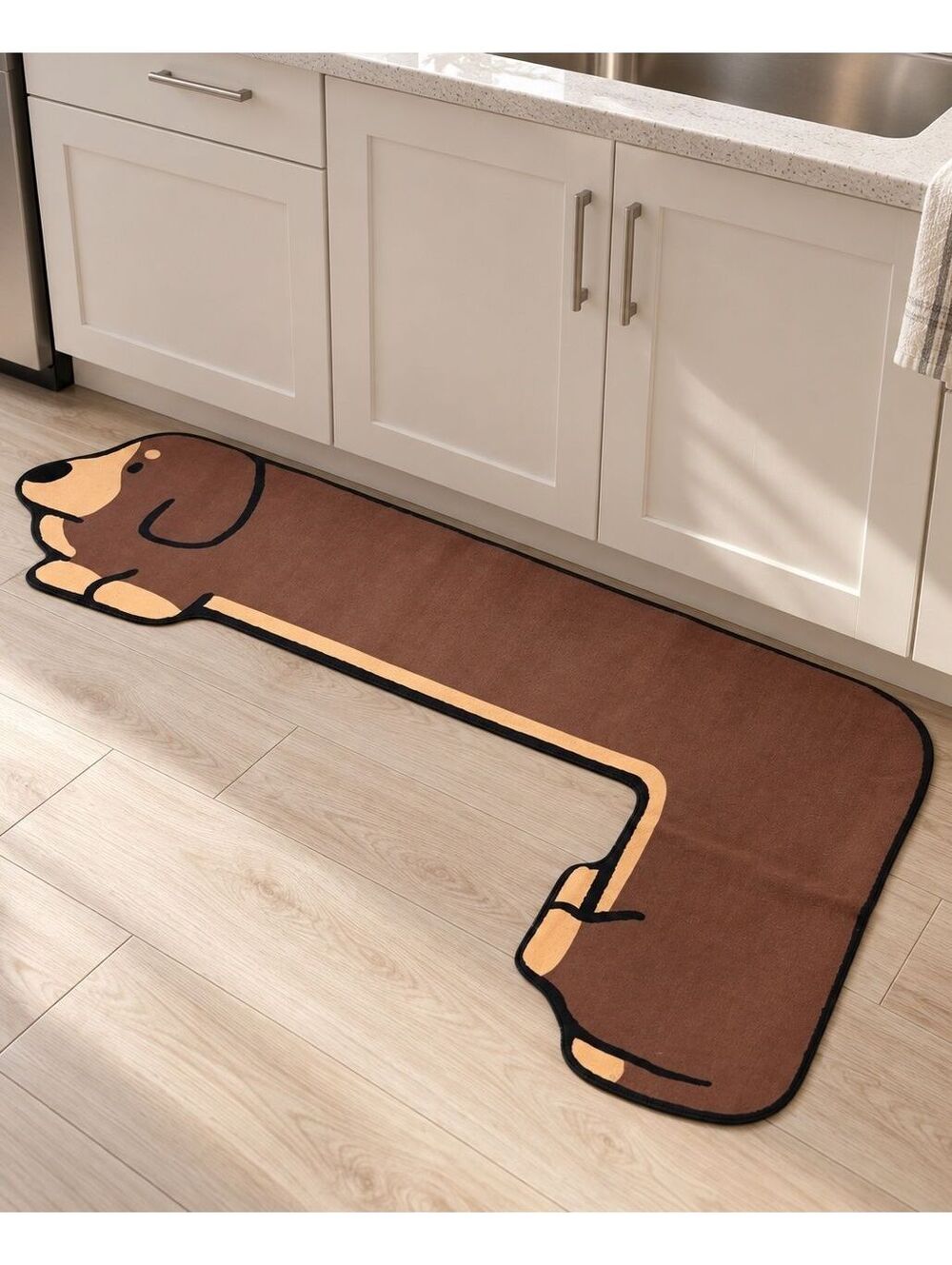L-Shaped Dachshund Dog Kitchen Floor Mat Non Slip Rug 47" Home Decor Tub Runner